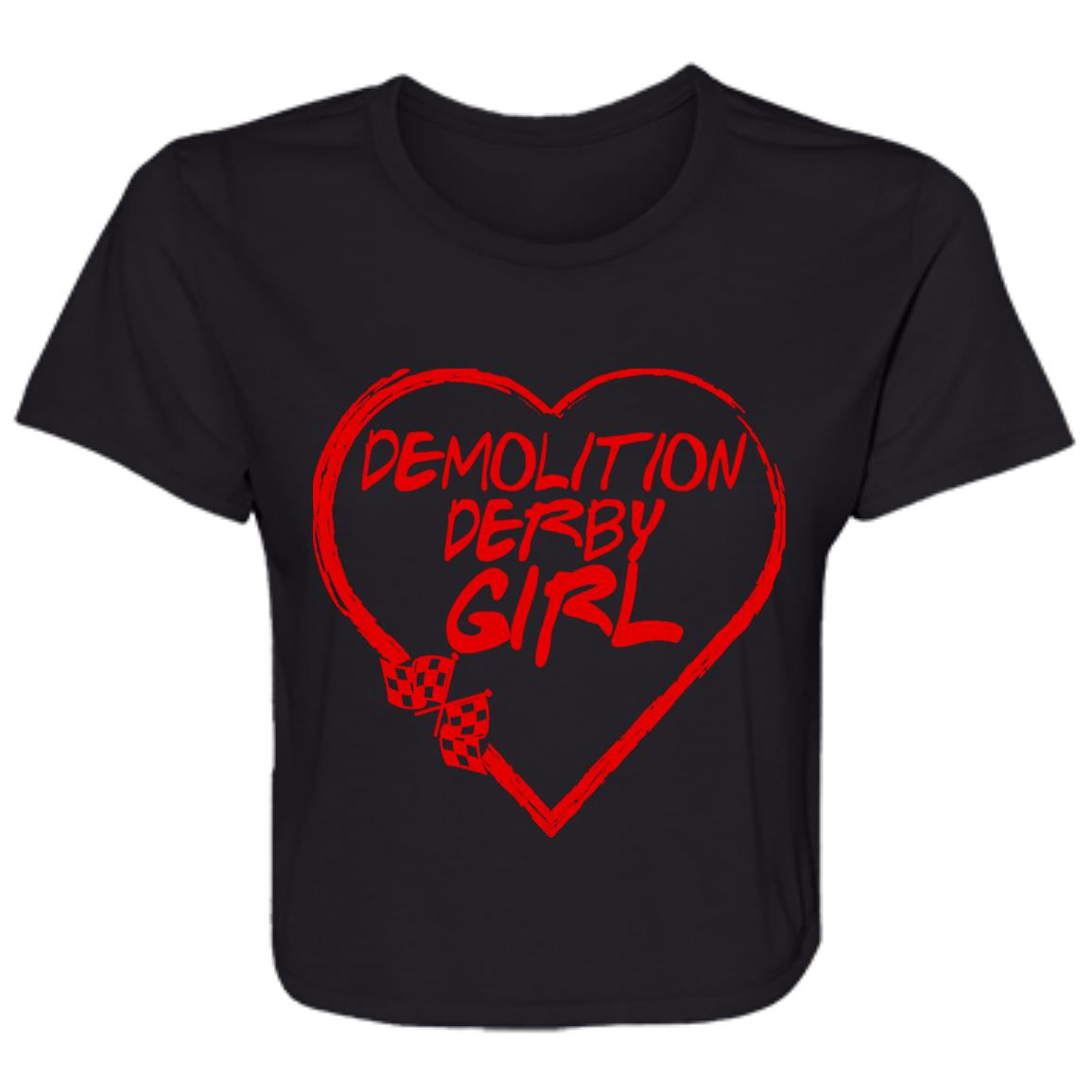 Demolition Derby Girl Heart Ladies' Flowy Cropped Tee