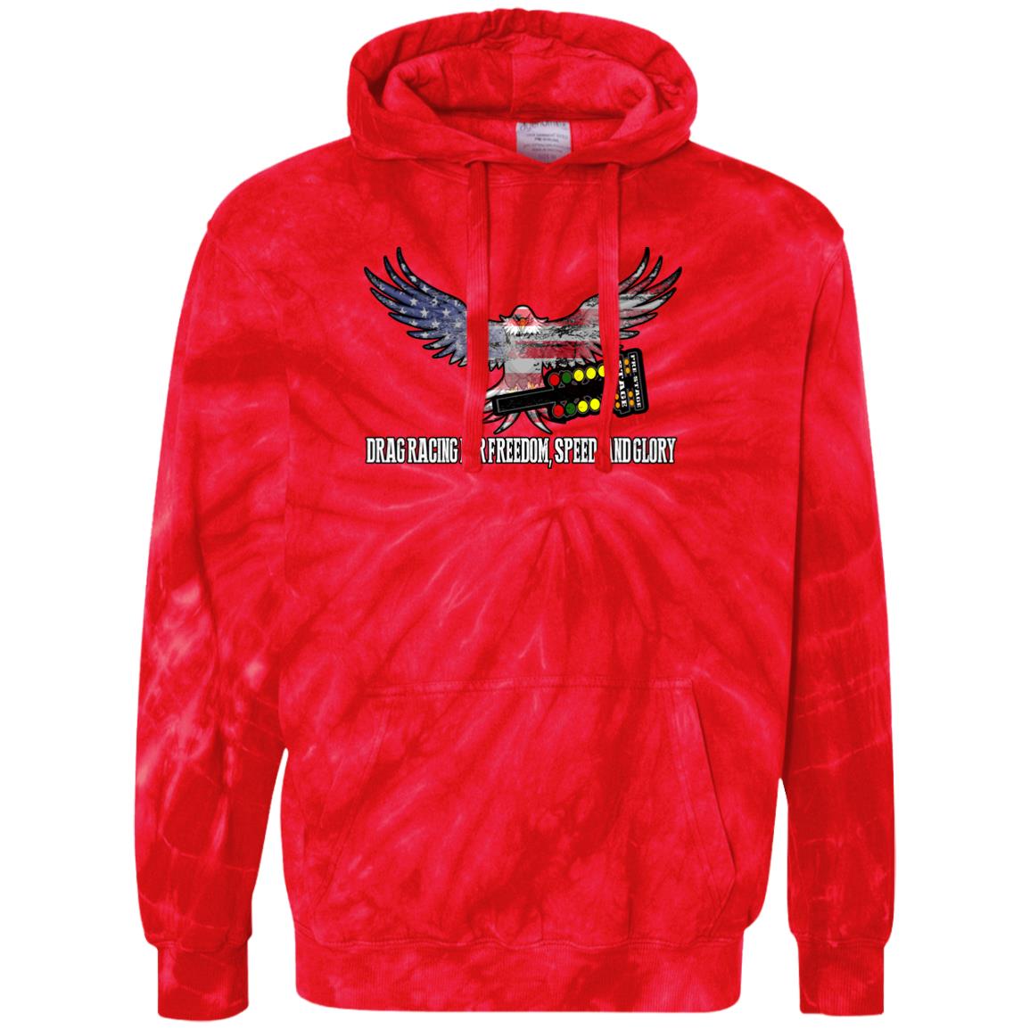 Drag Racing for Freedom, Speed, and Glory Unisex Tie-Dyed Pullover Hoodie