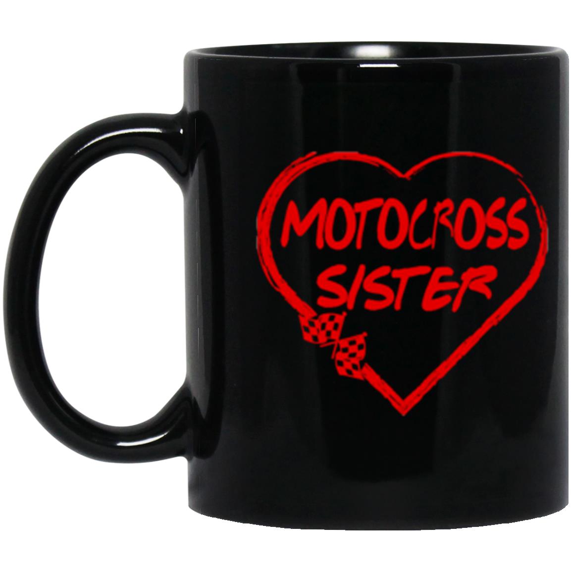 Motocross Sister Heart 11 oz. Black Mug