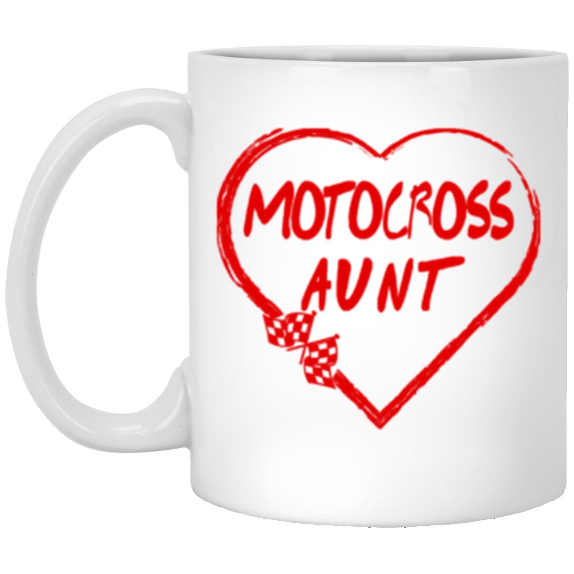 Motocross Aunt Heart 11 oz. White Mug