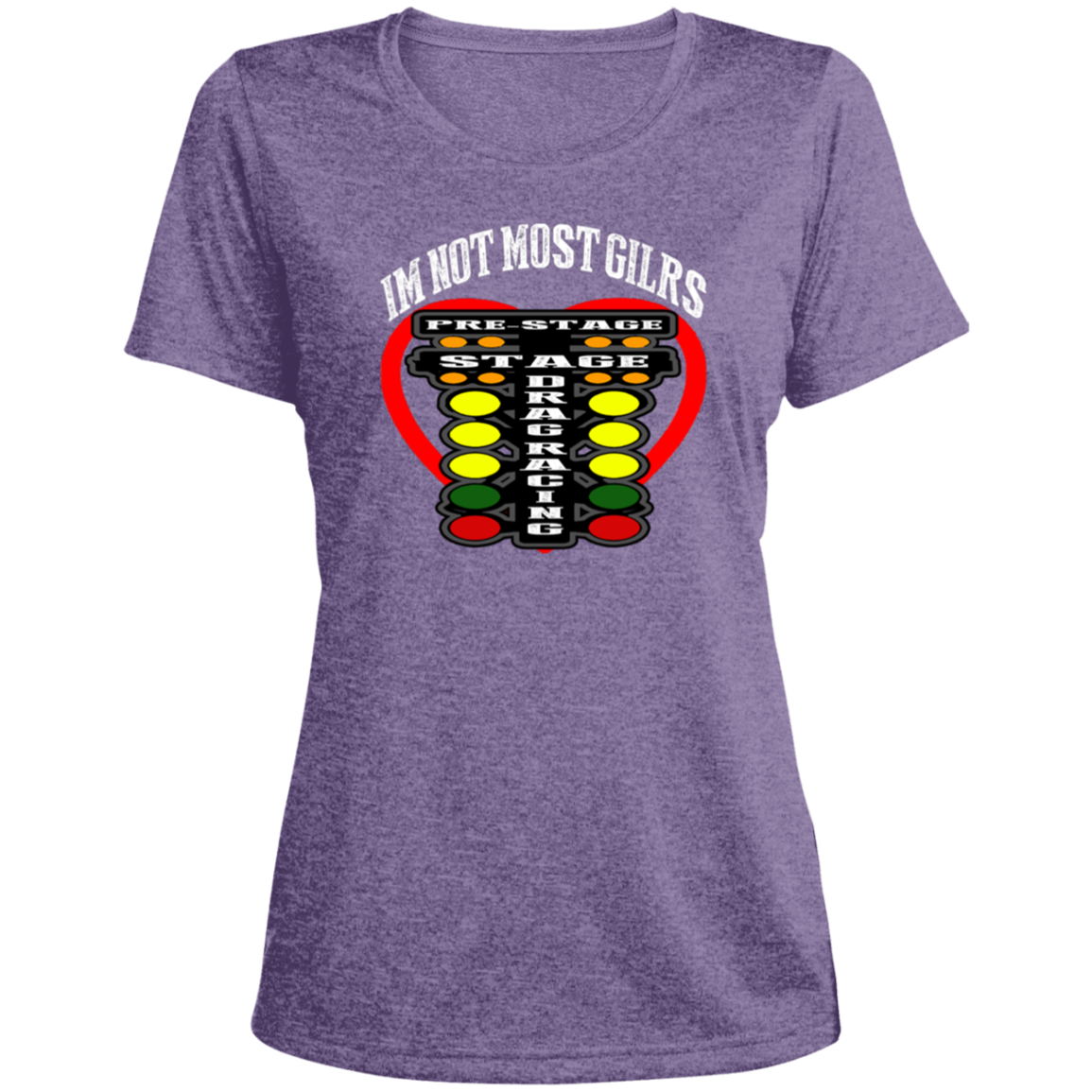 I'm Not Most Girls Drag Racing Ladies' Heather Scoop Neck Performance Tee