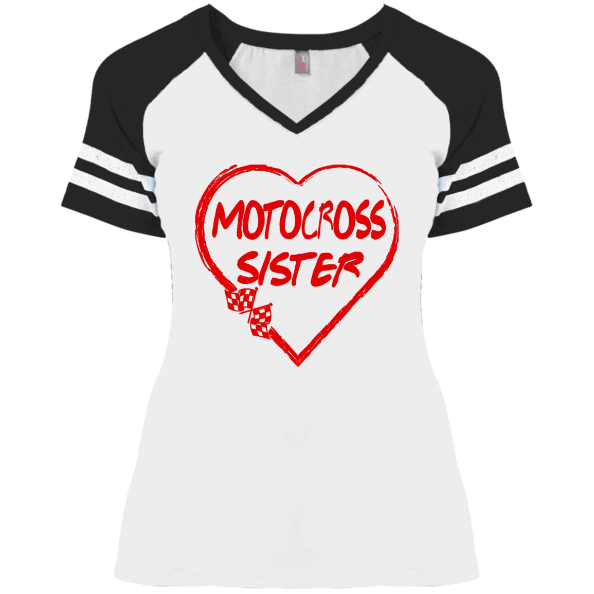 Motocross Sister Heart Ladies' Game V-Neck T-Shirt