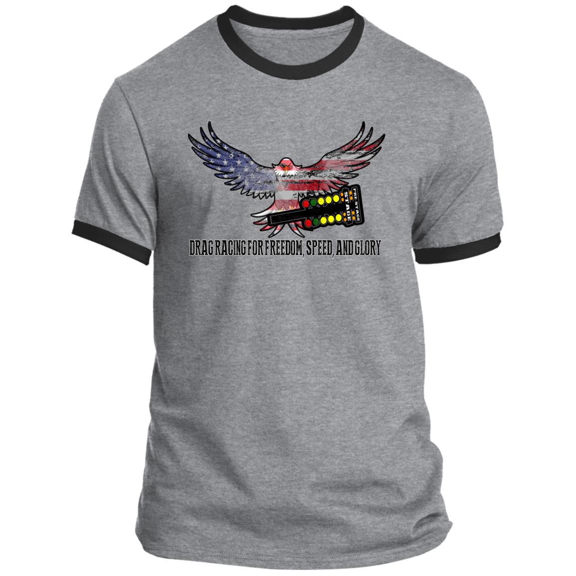 Drag Racing for Freedom, Speed, and Glory Ringer Tee