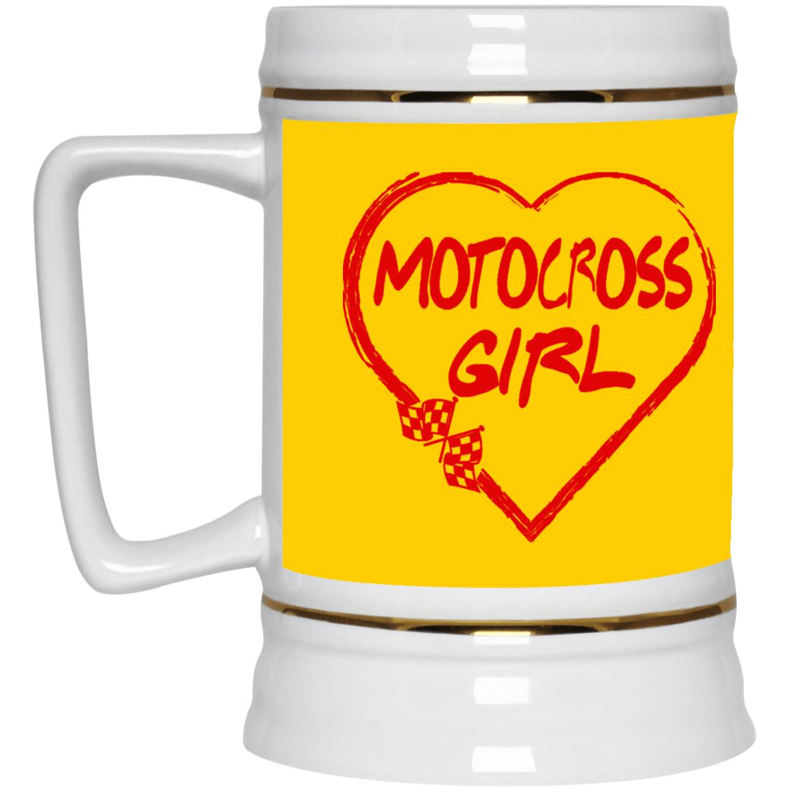 Motocross Girl Heart Beer Stein 22oz.