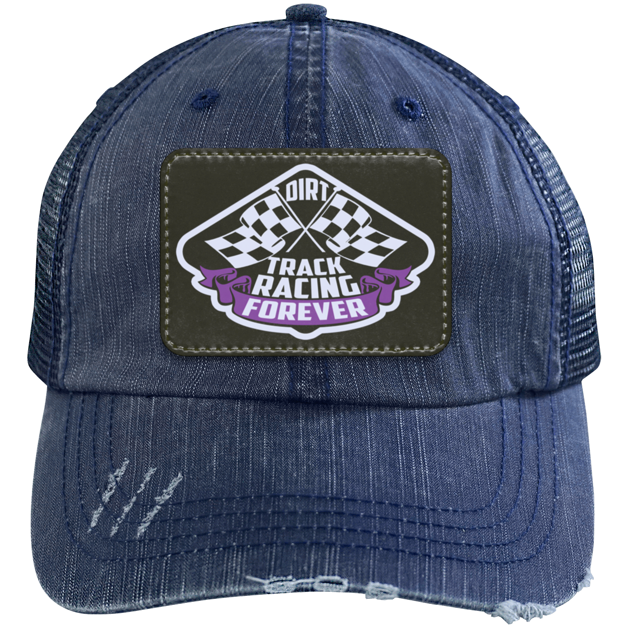 Dir Track Racing Forever Distressed Unstructured Trucker Cap V2