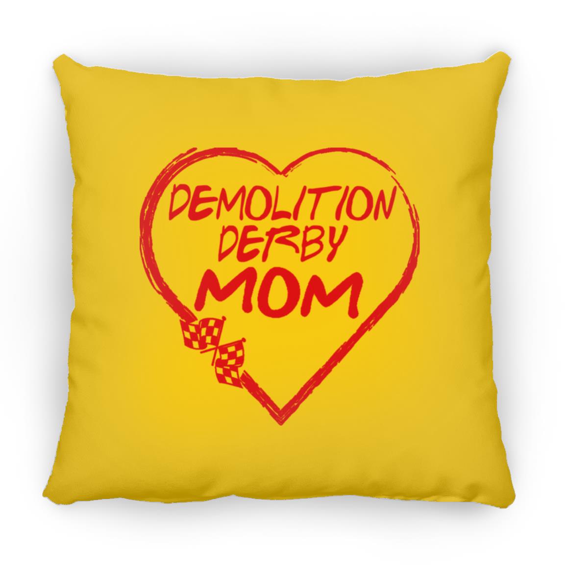 Demolition Derby Mom Heart Small Square Pillow