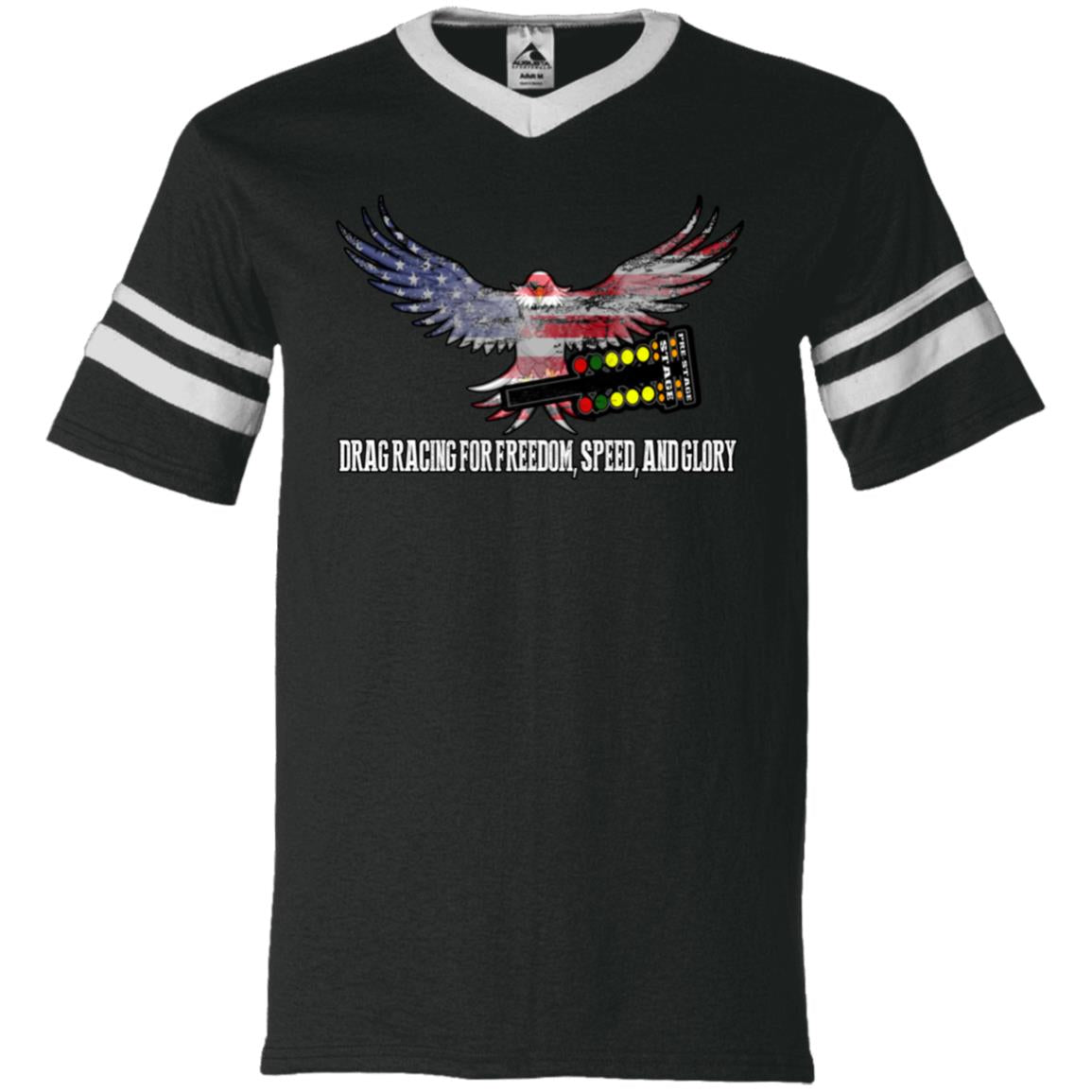 Drag Racing for Freedom, Speed, and Glory V-Neck Sleeve Stripe Jersey