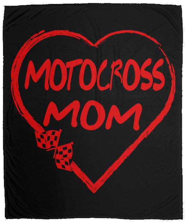 Motocross Mom Heart Cozy Plush Fleece Blanket - 50x60