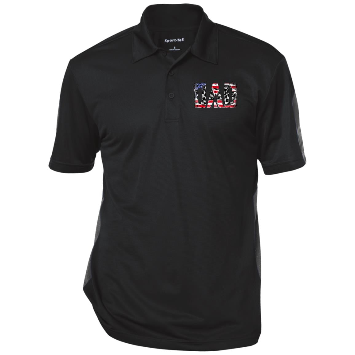 USA Racing Dad Performance Textured Three-Button Polo