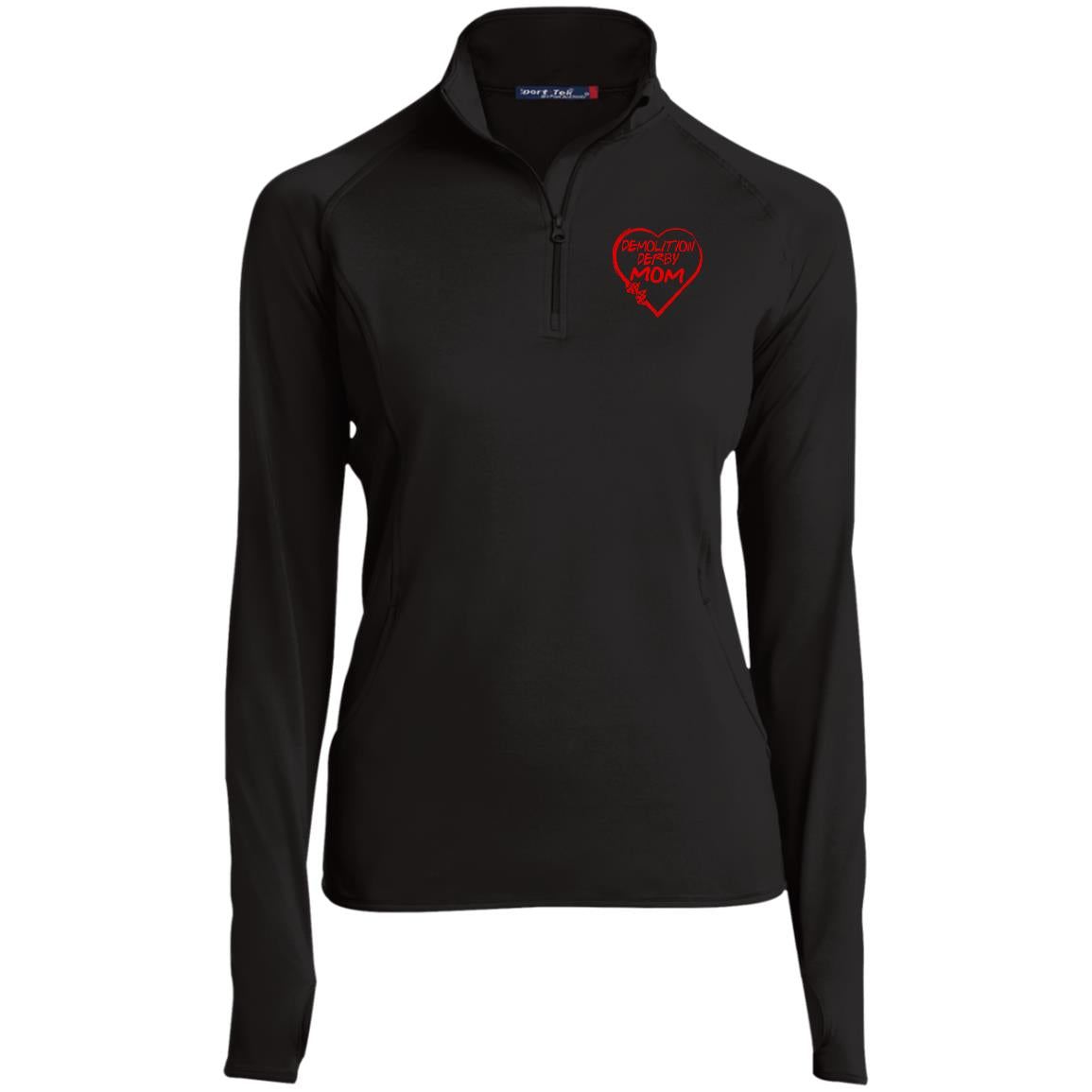 Demolition Derby Mom Heart Ladies' 1/2 Zip Performance Pullover