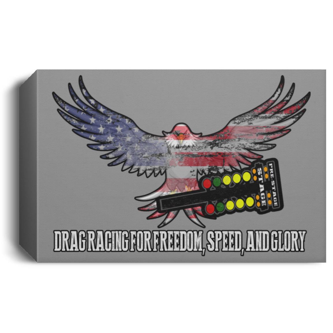 Drag Racing for Freedom, Speed, and Glory Deluxe Landscape Canvas