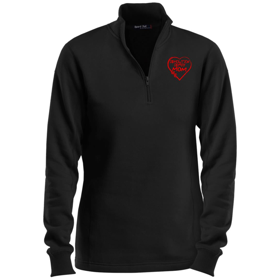 Demolition Derby Mom Heart Ladies 1/4 Zip Sweatshirt