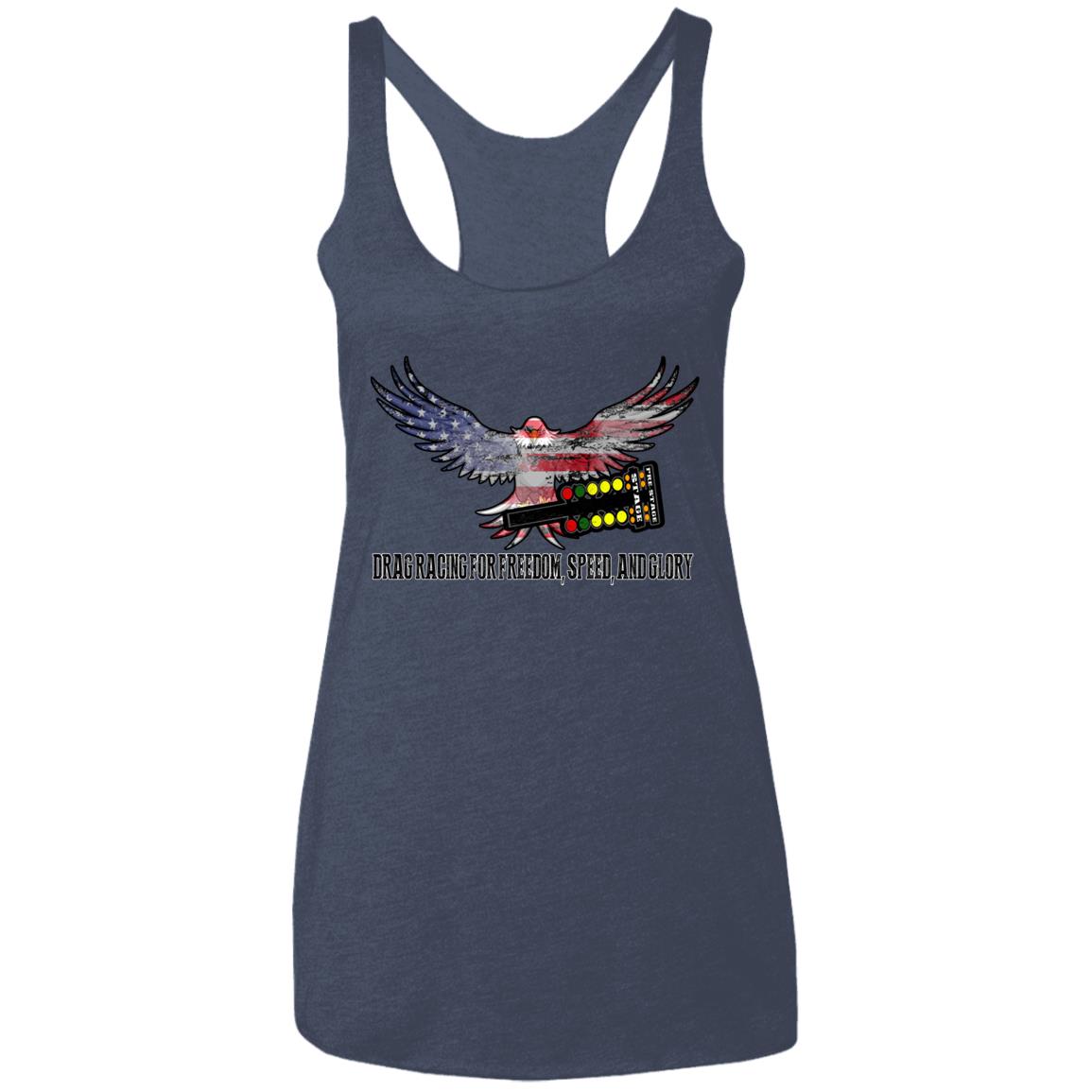 Drag Racing for Freedom, Speed, and Glory Ladies' Triblend Racerback Tank