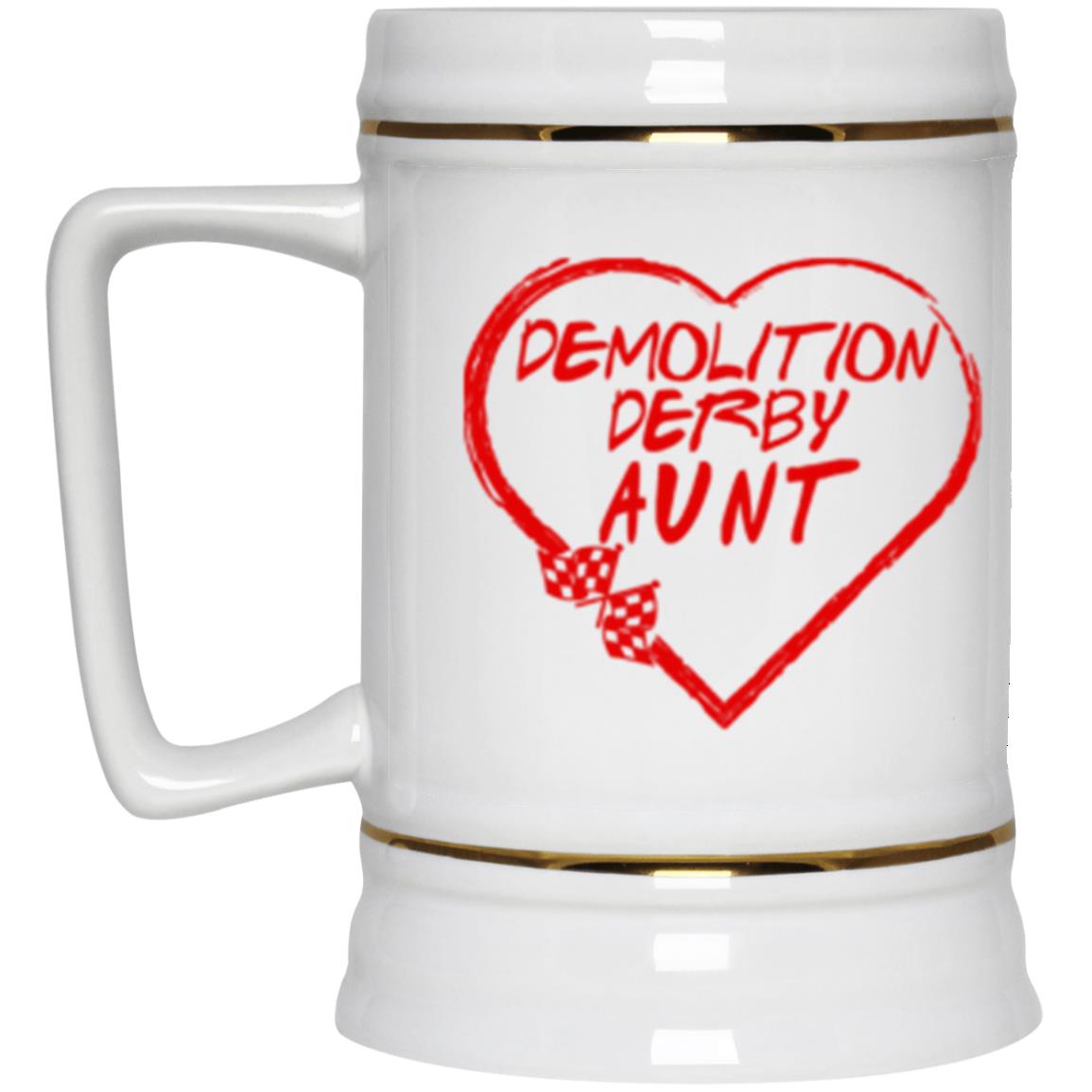 Demolition Derby Aunt Heart Beer Stein 22oz.