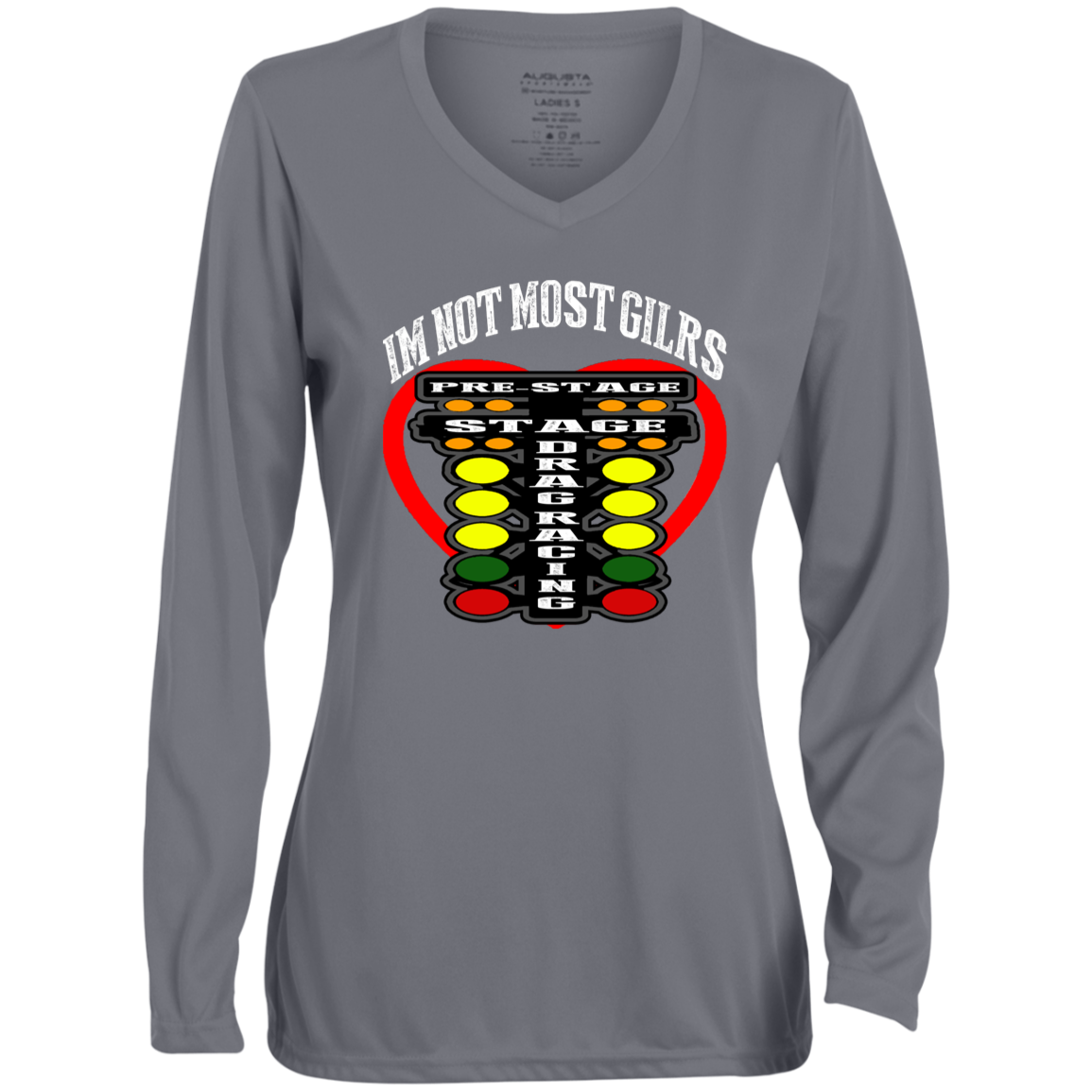 I'm Not Most Girls Drag Racing Ladies' Moisture-Wicking Long Sleeve V-Neck Tee