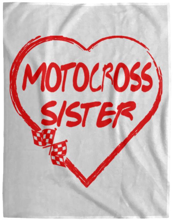 Motocross Sister Heart Cozy Plush Fleece Blanket - 60x80