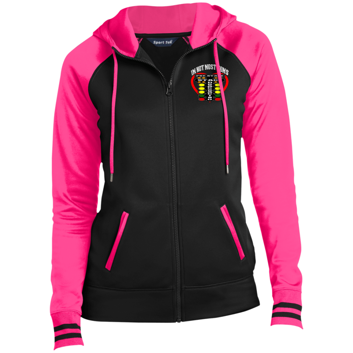 I'm Not Most Moms Drag Racing Ladies' Sport-Wick® Full-Zip Hooded Jacket