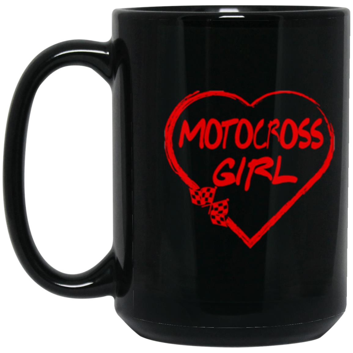 Motocross Girl Heart 15 oz. Black Mug