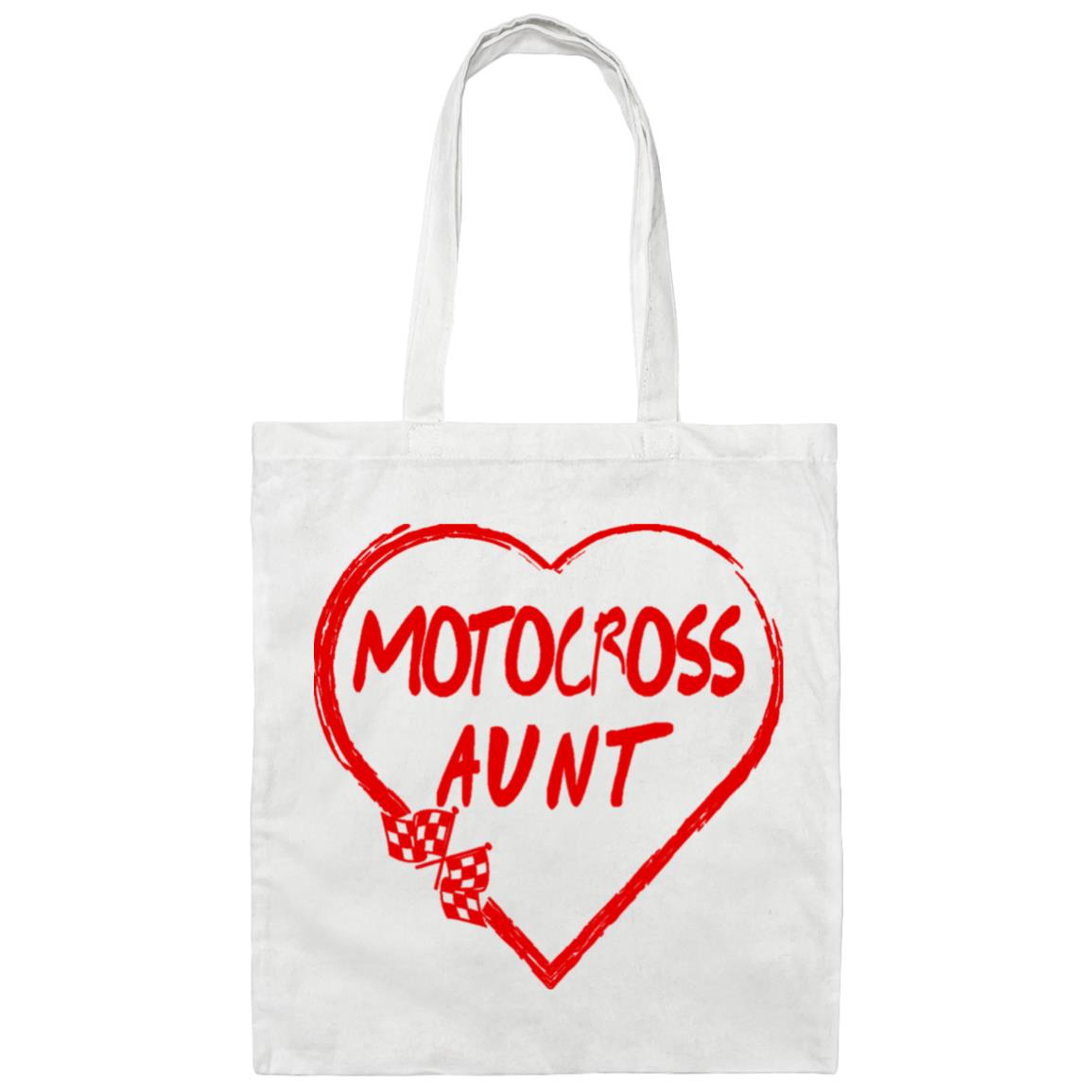 Motocross Aunt Heart Canvas Tote Bag