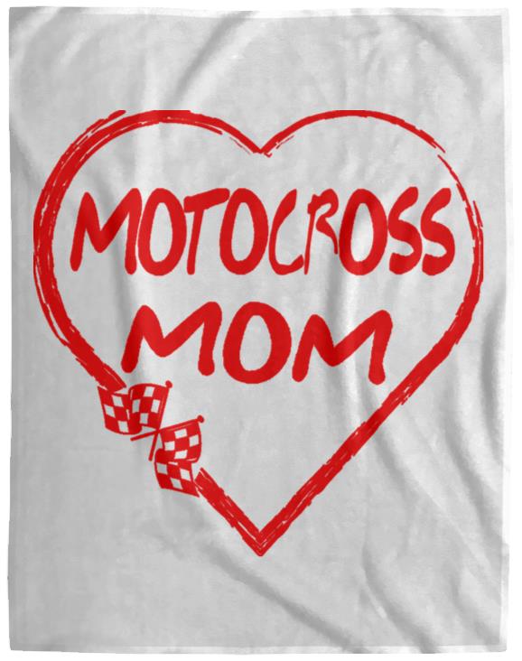 Motocross Mom Heart Cozy Plush Fleece Blanket - 60x80