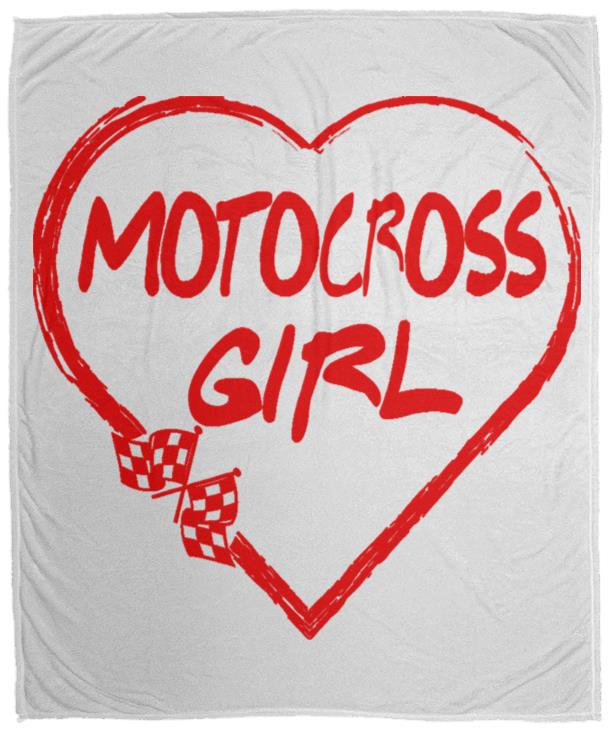 Motocross Girl Heart Cozy Plush Fleece Blanket - 50x60