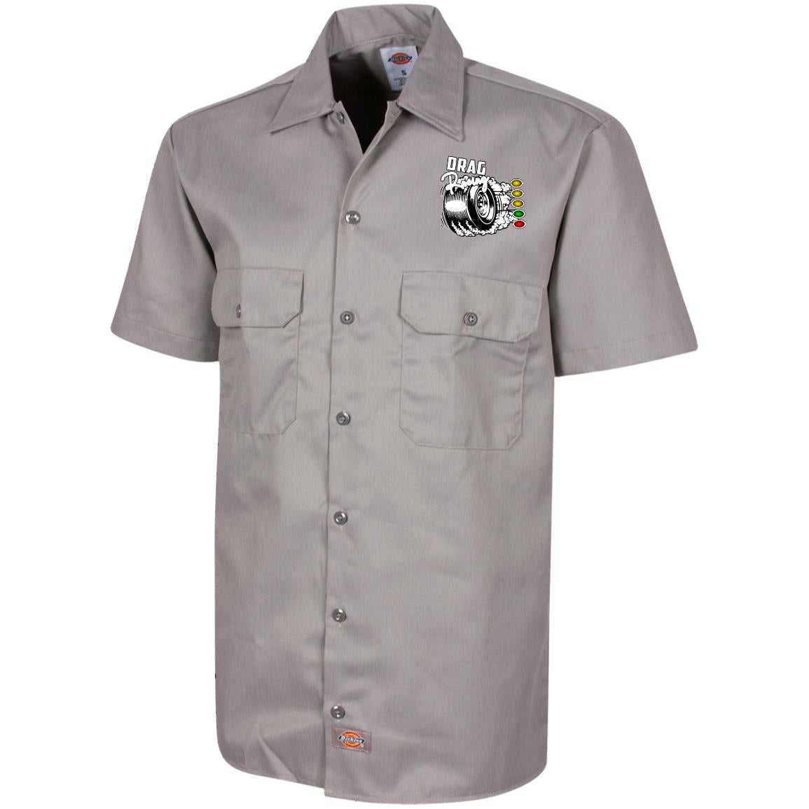 Drag Racing Dickies Men's Short Sleeve Workshirt - Silver Grey / S