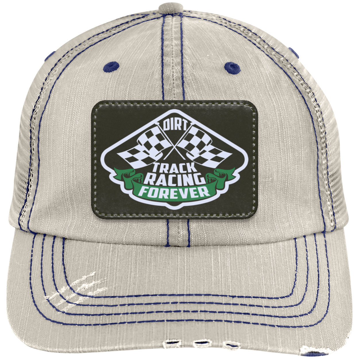 Dir Track Racing Forever Distressed Unstructured Trucker Cap V1