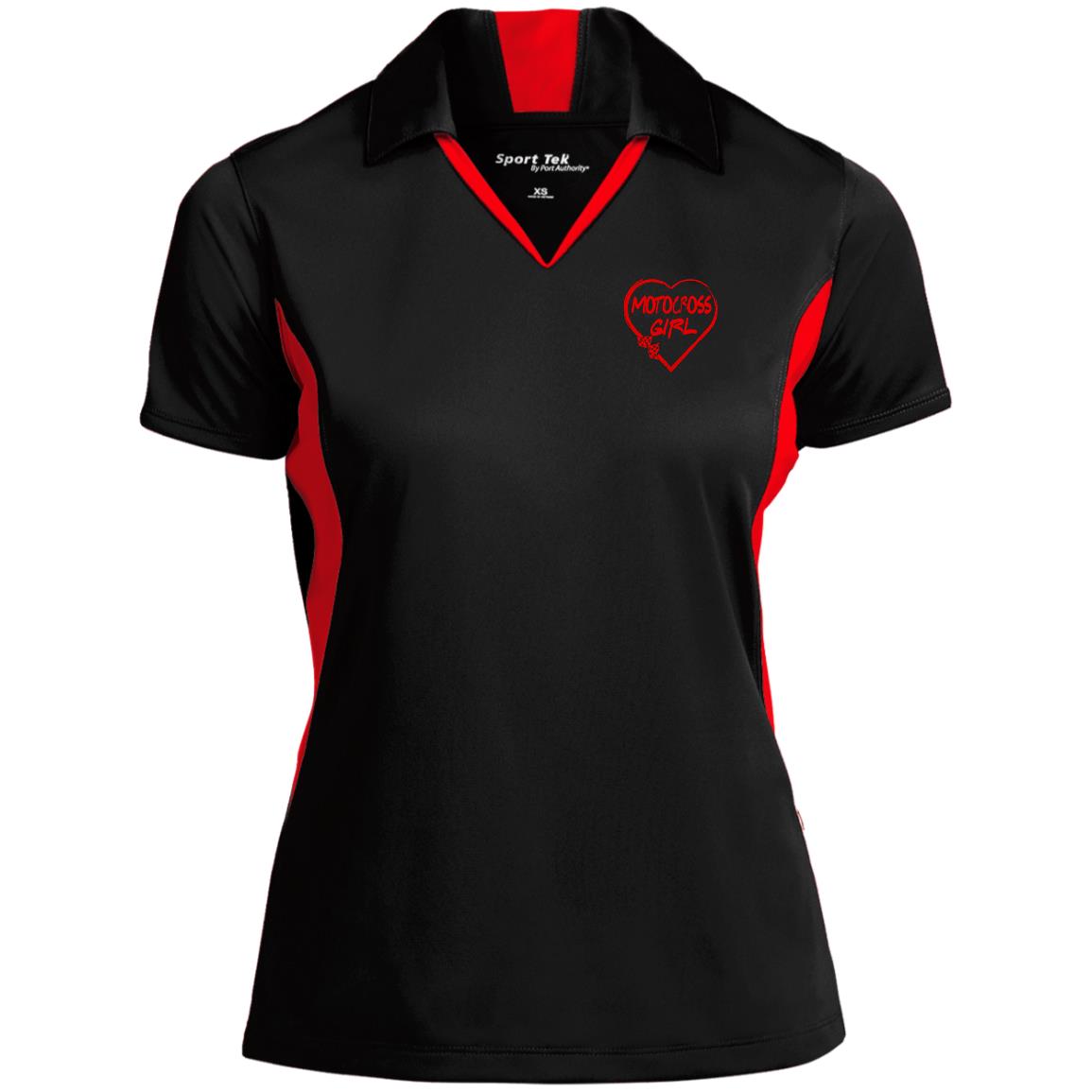 Motocross Girl Heart Ladies' Colorblock Performance Polo