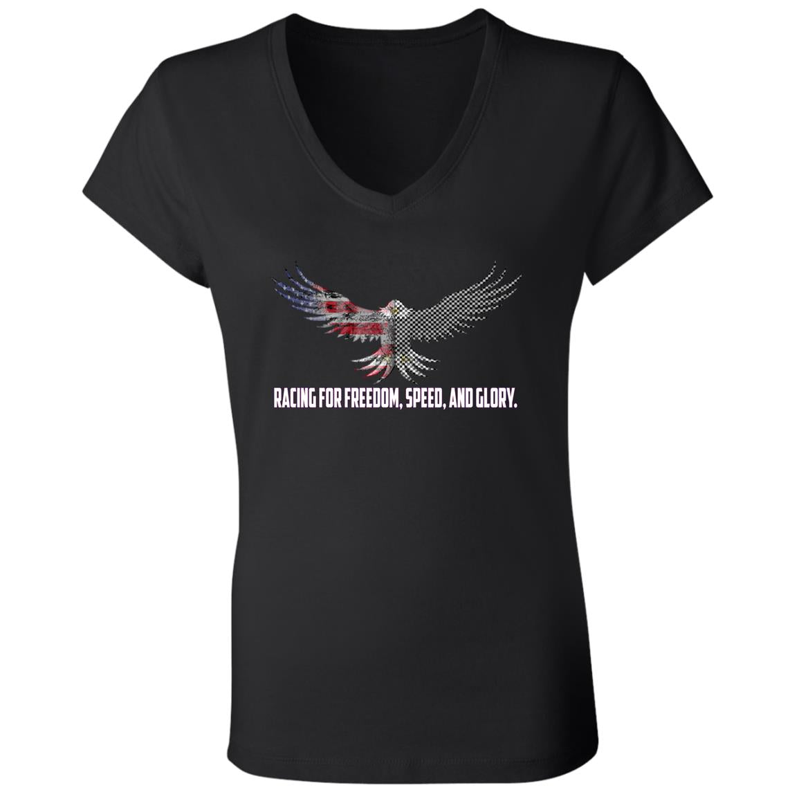 Racing For Freedom, Speed, And Glory Ladies' Jersey V-Neck T-Shirt