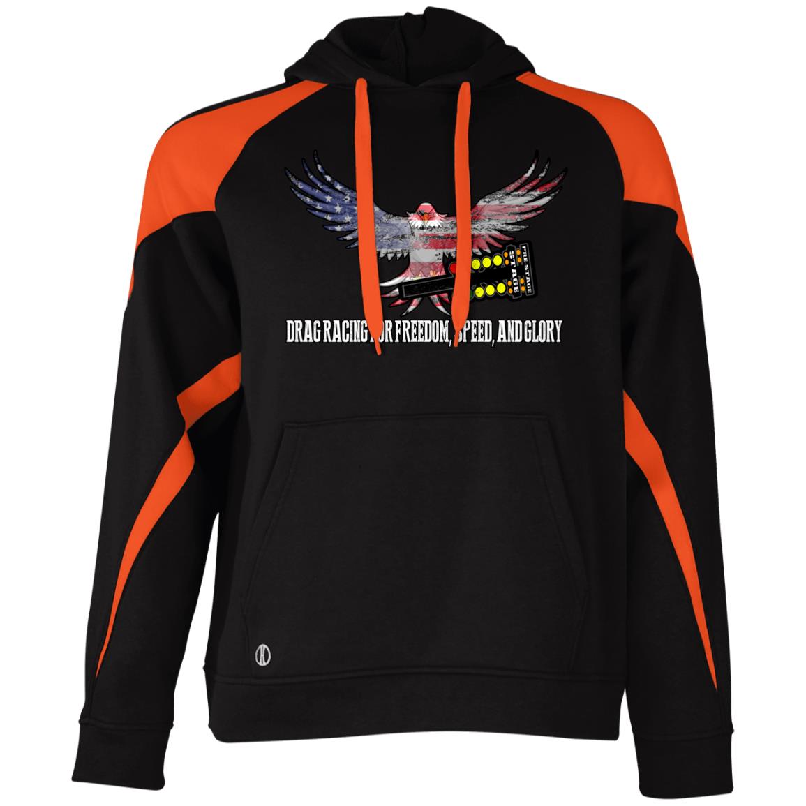 Drag Racing for Freedom, Speed, and Glory Athletic Colorblock Fleece Hoodie