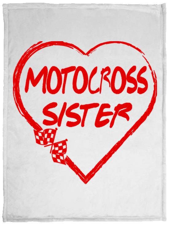 Motocross Sister Heart Cozy Plush Fleece Blanket - 30x40