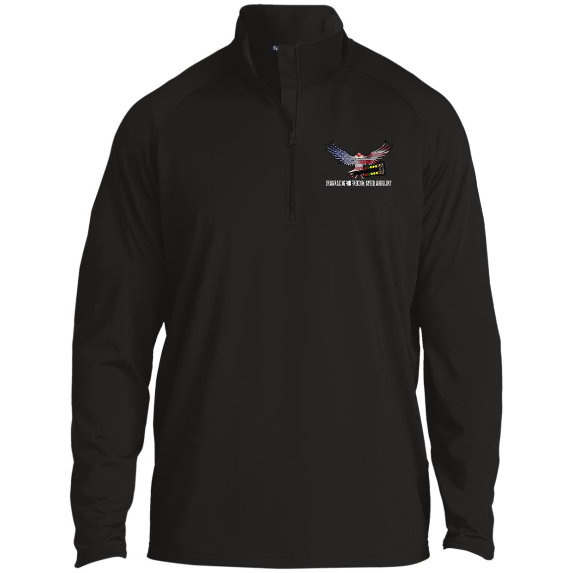 Drag Racing for Freedom, Speed, and Glory 1/2 Zip Raglan Performance Pullover