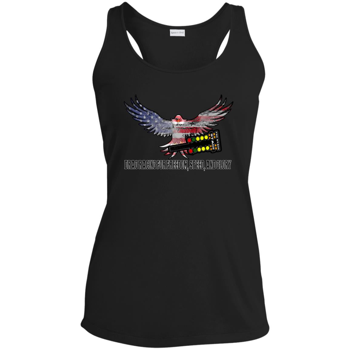 Drag Racing for Freedom, Speed, and Glory Ladies' Performance Racerback Tank