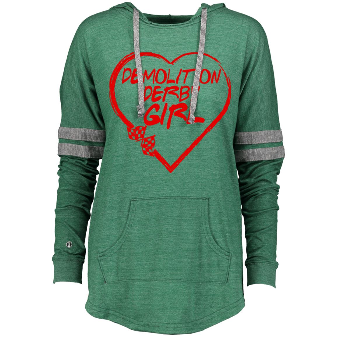 Demolition Derby Girl Heart Ladies Hooded Low Key Pullover