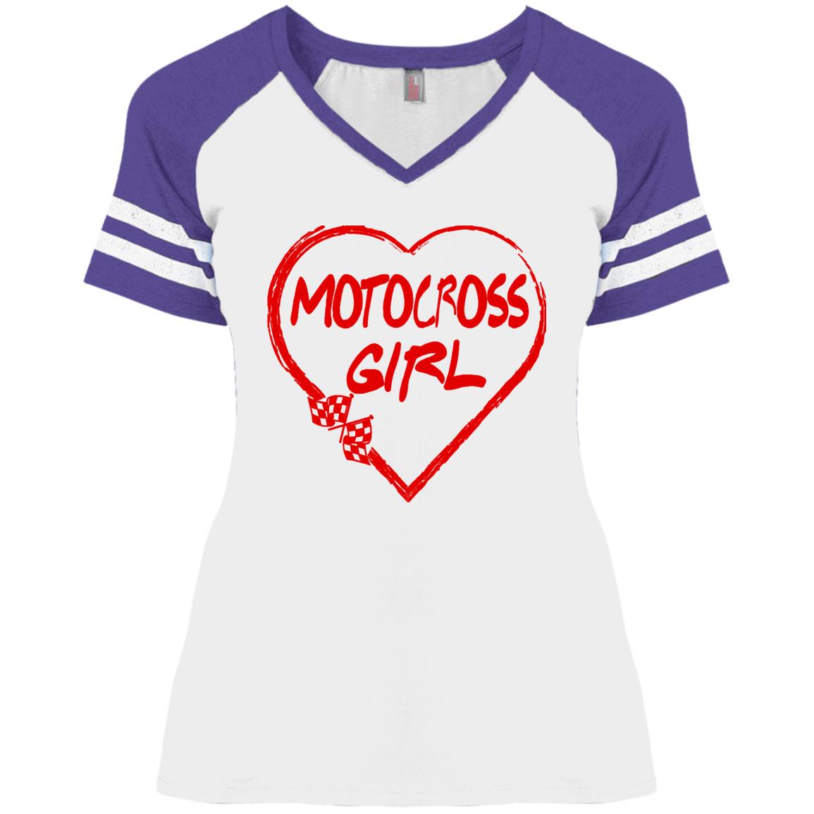 Motocross Girl Heart Ladies' Game V-Neck T-Shirt