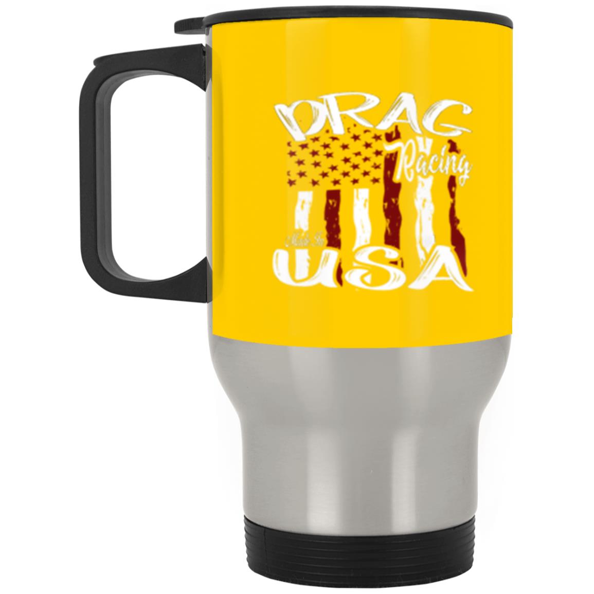 Drag Racing Made In USA Silver Stainless Travel Mug