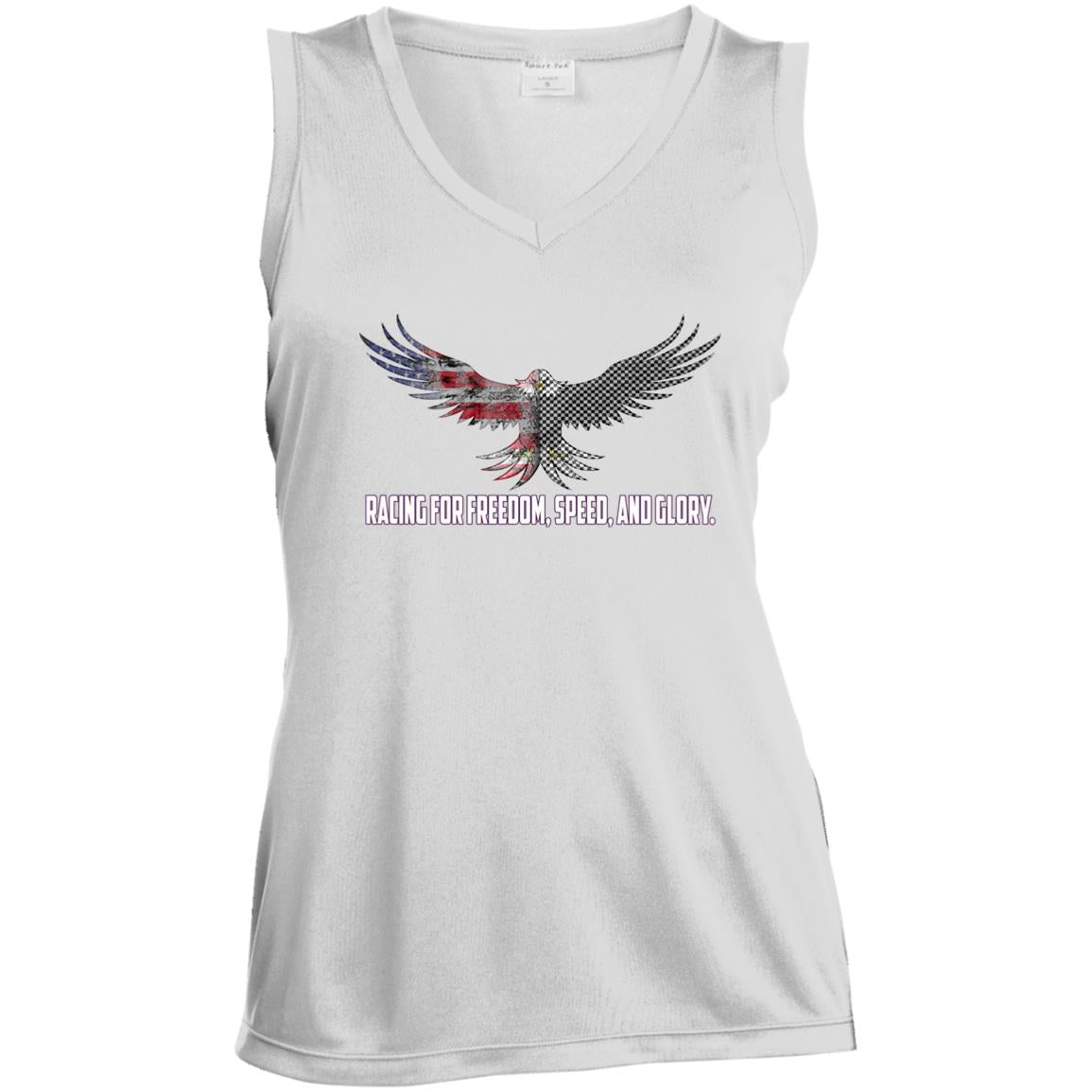Racing For Freedom, Speed, And Glory Ladies' Sleeveless V-Neck Performance Tee