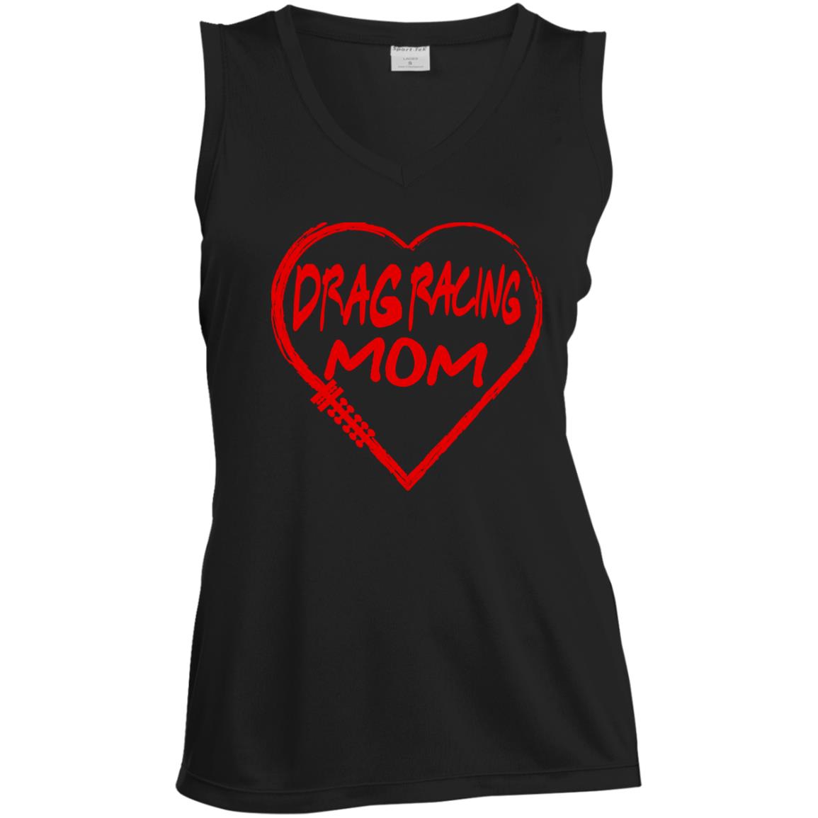 Drag Racing Mom Heart Ladies' Sleeveless V-Neck Performance Tee