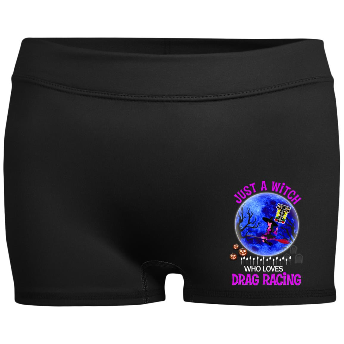 Just A Witch Who Loves Drag Racing Ladies' Fitted Moisture-Wicking 2.5 inch Inseam Shorts