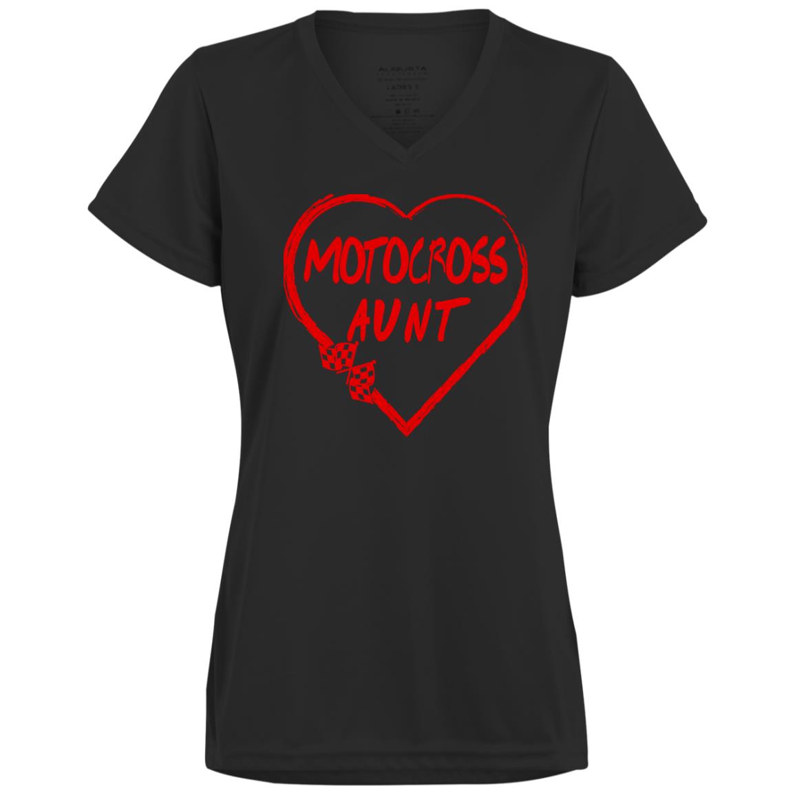 Motocross Aunt Heart Ladies’ Moisture-Wicking V-Neck Tee