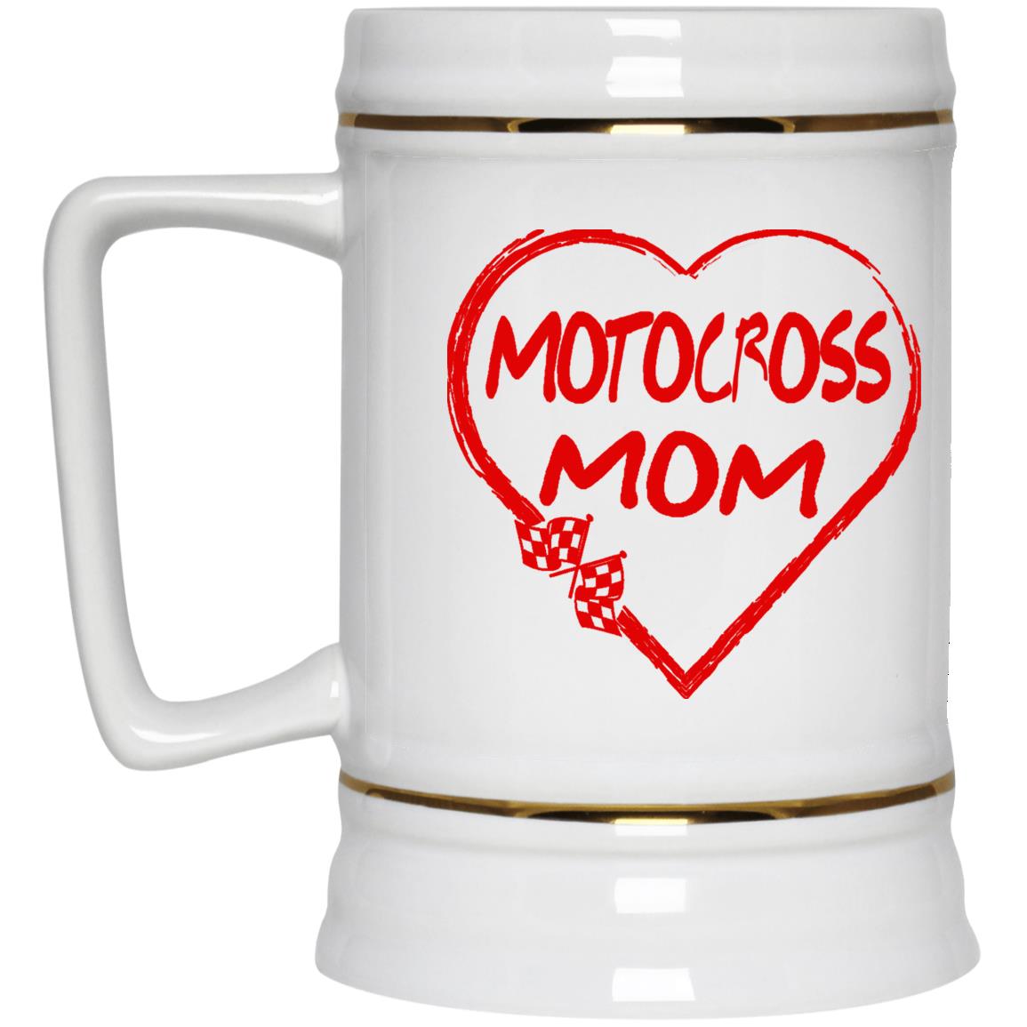 Motocross Mom Heart Beer Stein 22oz.