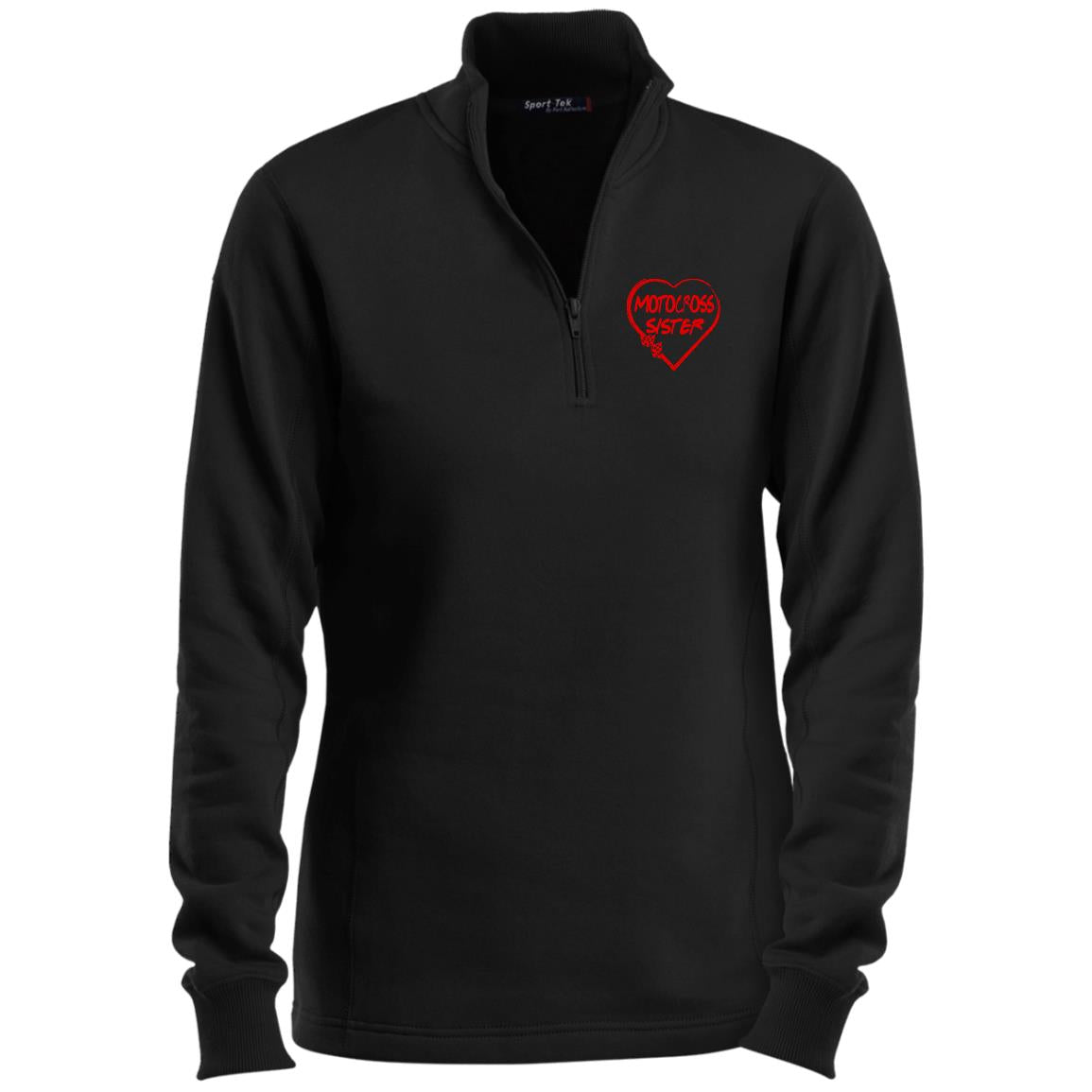 Motocross Sister Heart Ladies 1/4 Zip Sweatshirt