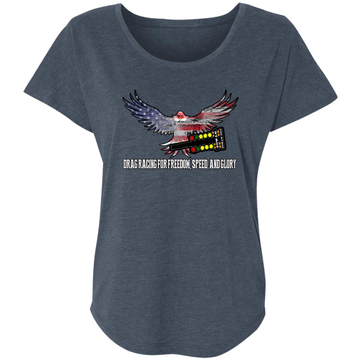 Drag Racing for Freedom, Speed, and Glory Ladies' Triblend Dolman Sleeve