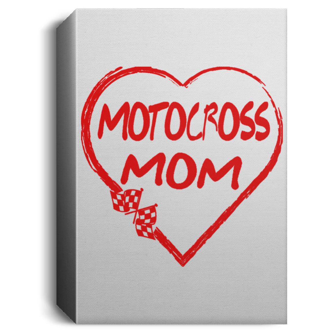 Motocross Mom Heart Deluxe Portrait Canvas 1.5in Frame