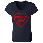 Motocross Aunt Heart Ladies' Jersey V-Neck T-Shirt