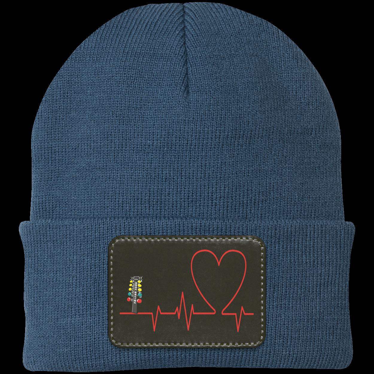Drag Racing Heartbeat Patched Knit Cap