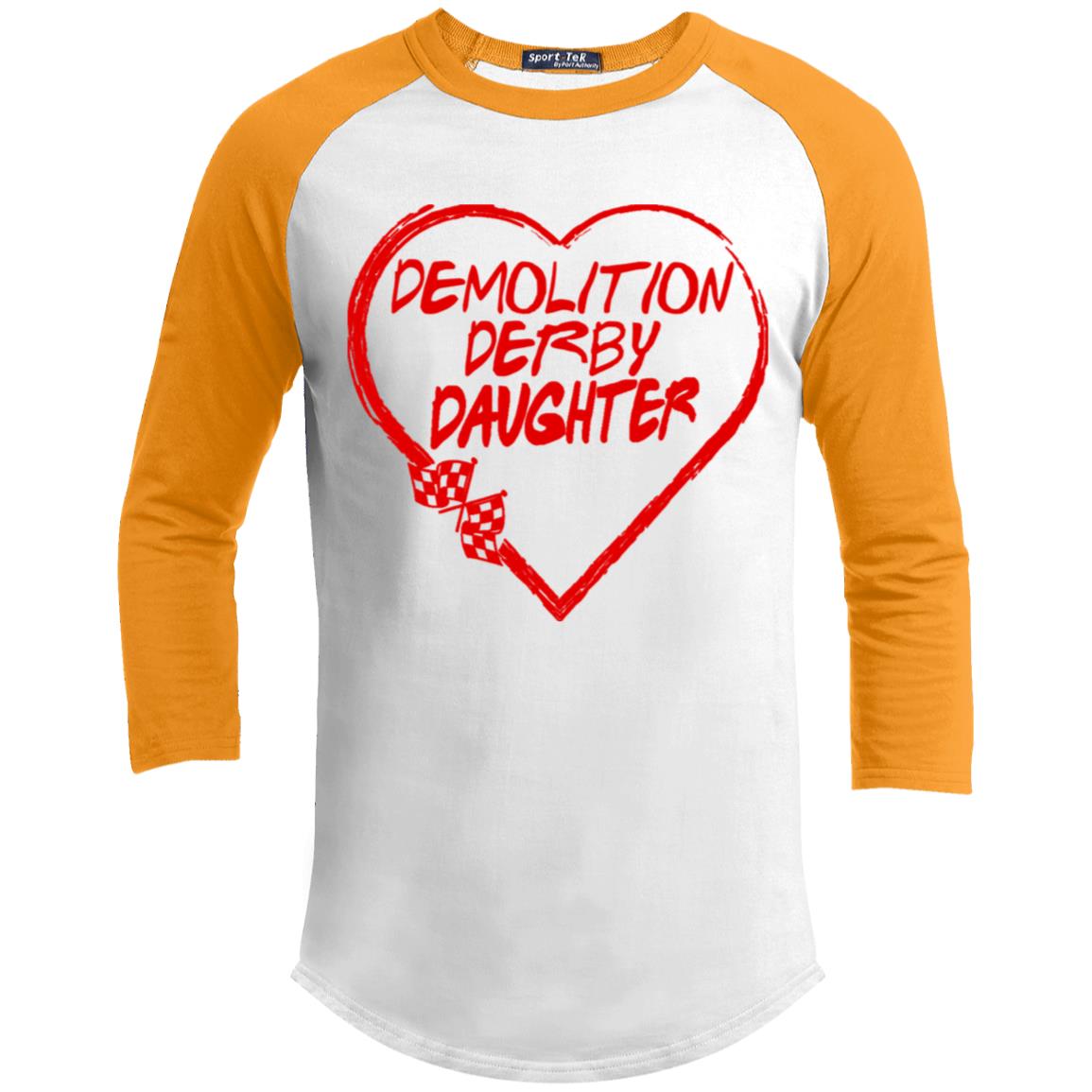 Demolition Derby Daughter Heart Youth 3/4 Raglan Sleeve Shirt
