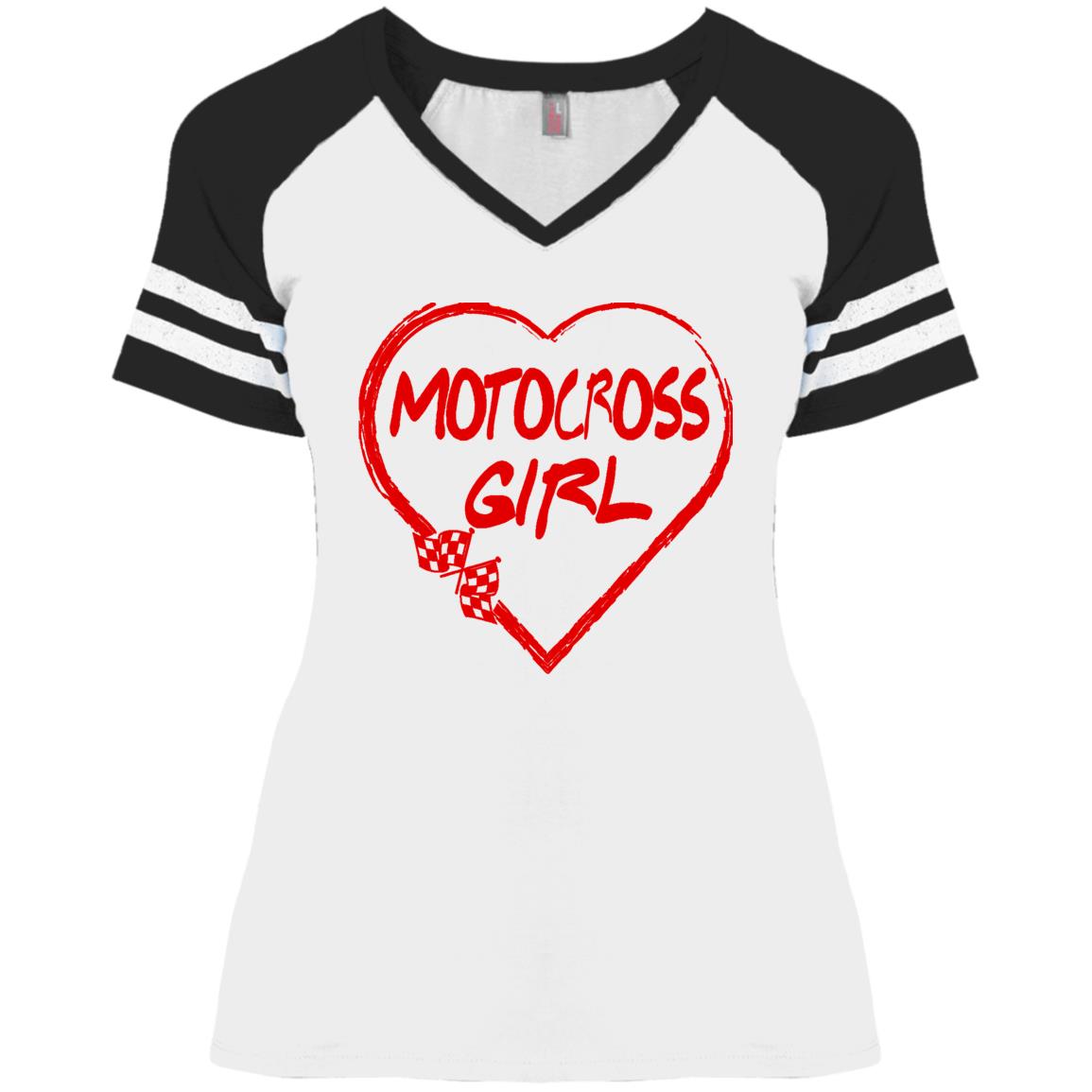 Motocross Girl Heart Ladies' Game V-Neck T-Shirt