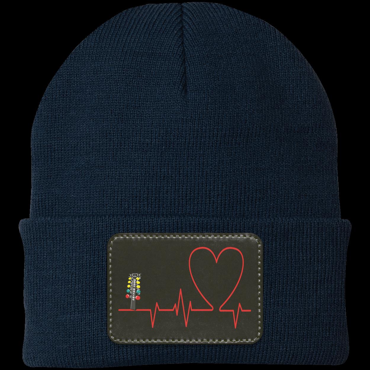 Drag Racing Heartbeat Patched Knit Cap