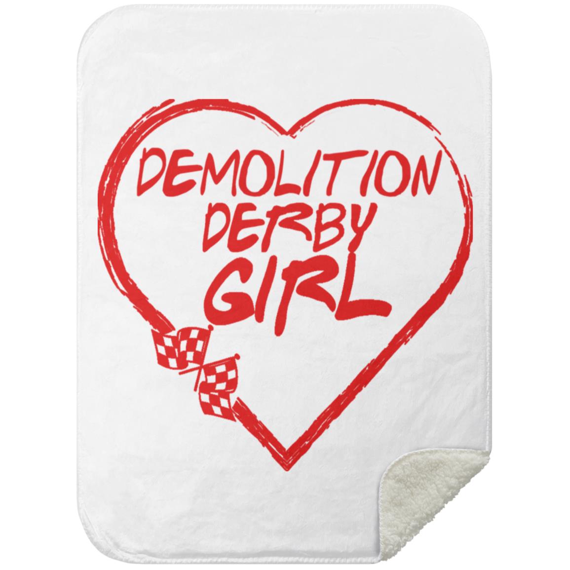 Demolition Derby Girl Heart Mink Sherpa Blanket 30x40